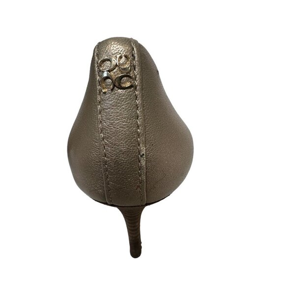 Coach Metallic Gold Round Toe Work Leather Pumps Formal Heels Size 7.5 - Picture 13 of 14